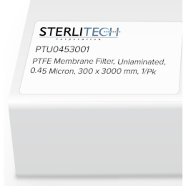 Sterlitech PTFE Unlaminated Membrane Filters, 0.45 micron, 300 x 3000mm, 1/Pk PTU0453001